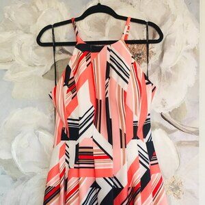 VINCE CAMUTO Orange White Above Knee Halter Dress Size 12